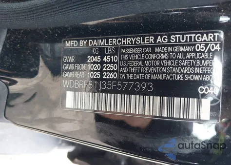 2005 Mercedes-Benz C 240 Luxury 4Matic из США, поврежденный, VIN WDBRF81J35F577393